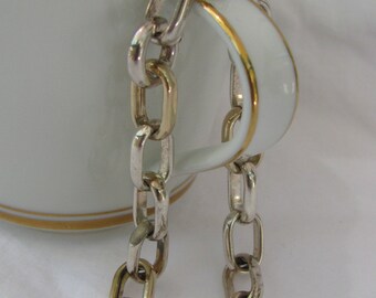 Exceptional 14K Gold and Sterling Silver OTC Italy Signed Chunky Link Bracelet, 8", 26.5 Grams, High End