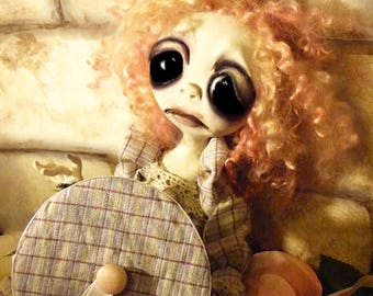 OOAK Gothic Art Doll - Halloween Art Doll - Halloween Decor - Creepy Cute - Goth doll - Sad Doll - Haunted Doll - Fairy - Clay Doll