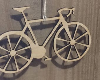 Wood Bicycle Ornament, bike ornament, bike parts, bike, bicycle, bike gift, cyclist gift, road bike ornament, biking, customized