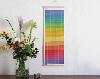 Wall calendar 2018 Planner 2018 Calendar Wall Planner 2018 for children rainbow colours Wall decoration Poster Color Print 2018