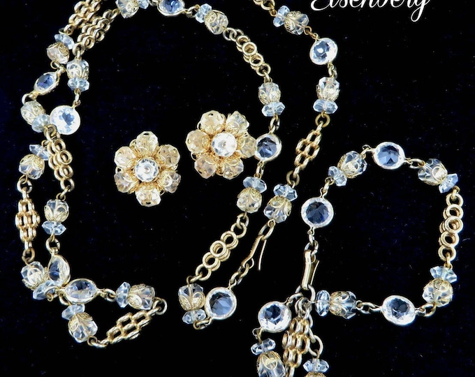 Bridal Jewelry Set, Crystal Necklace, Bracelet, Earrings, Vintage Eisenberg Jewelry, High End Jewelry Set, Gift for Her Bridal Jewelry Set, Crystal Necklace, Bracelet, Earrings, Vintage Eisenberg Jewelry, High End Jewelry Set, Gift for Her