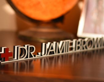 Doctor Desk Name Plate - Teacher Name Plate - Personalized Name Tag - Teacher Desk Name Plate Unique Desk Plate Coworker Gift Dr. Name Tag