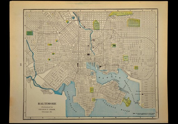 Baltimore Map Baltimore Street Map Early 1900s Maryland