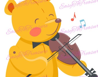 teddy bear playing violin