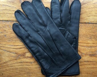 Black leather gloves | Etsy