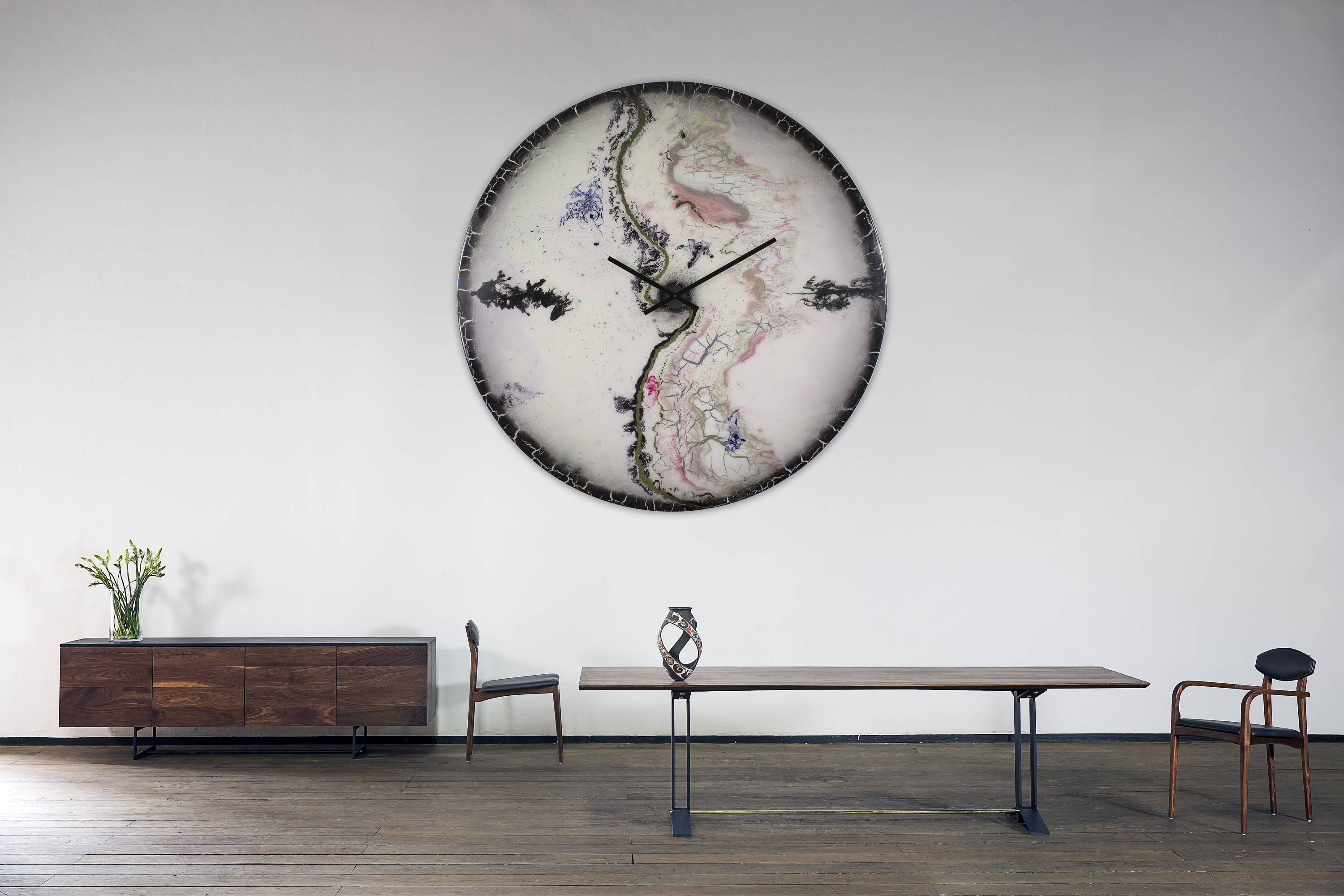 Large White Clock Glass Sculpture Extra Large Clock Modern