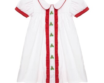 Holly Christmas Dress with Peter Pan Collar