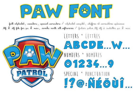 Paw Patrol font - real ttf file compatible PC and Mac ...
