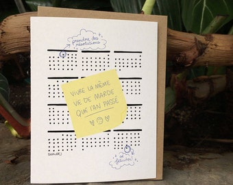 New Year Resolutions Greeting Card // Awwww Resolutions... They never sticks, don't they? Oh WELL! (Available in FR and EN)