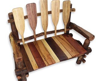 Canoe Paddle Bench, Rustic Wood Bench, Wooden Bench, Lake House Bench, Rustic Bench, Lake House Furniture, Cabin Furniture, Gift for Dad
