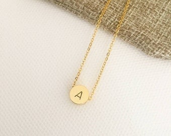 Round initial necklace, personalised necklace, initial stamped necklace, personalised gift, bridesmaid necklace, bridesmade gift, gift ideas