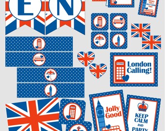 England Party Decor Mini Pack UK London British Decorations Instant Digital England Party Decor Mini Pack UK London British Decorations Instant Digital