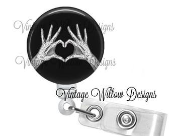 Heart Shaped Hands Xray Retractable ID Badge Reel