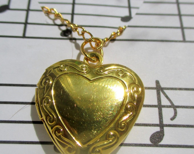 Gold heart locket-childrens-heart locket-Girls birthday gift-Flower girl necklace-girls heart jewelry-flower girl gift-little girls Locket