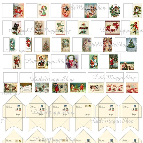 Printable Christmas dollhouse miniature greeting cards with