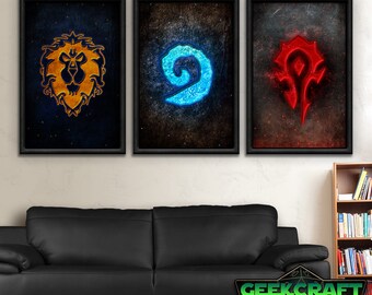 Hearthstone, Horde, Alliance, HS, WOW, World of Warcraft, Warcraft, Alliance, Horde, Hordes, Pandaria, Legion, World, Poster Print Set