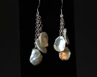Keishi pearl and sterling silver dangle earrings - Geneva