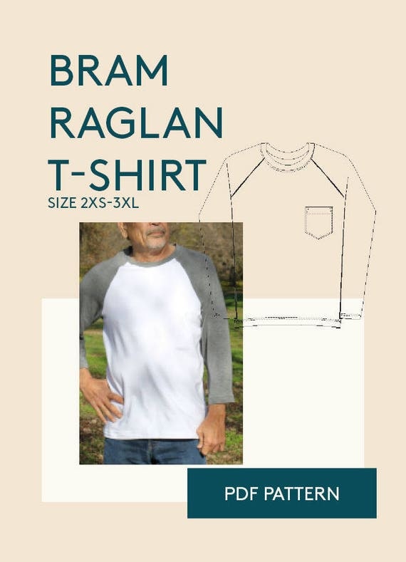 Download Mens raglan t-shirt PDF sewing pattern Raglan t-shirt PDF