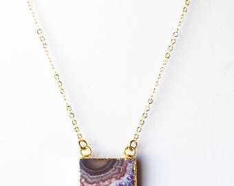 Amethyst Slice Necklace,Gold Dipped Natural Stone Necklaces,Boho Necklace,Layering necklace,Gemstone Necklace,Raw Amethyst Necklace,Druzy