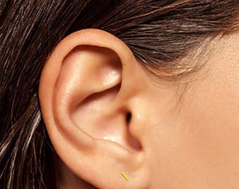 Gold Bar Earrings, Gold Line Earrings, Gold Staple Earrings, Tiny Bar Earrings, Thin Line Earrings, Tiny Line Earrings, Tiny Studs