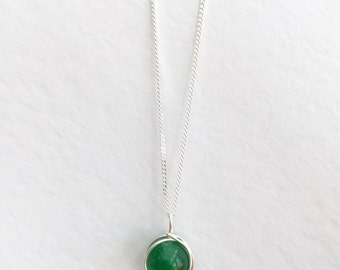 Jade necklace, 925 sterling silver jade necklace, green Jade pendant, silver jade necklace, light green jade jewellery, light jade