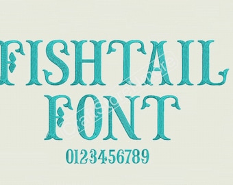 Fish Tail Font Embroidery Design - 3 sizes Font Monogram - FishTail Monogram Fonts - FishTail Embroidery Font - Instant Download