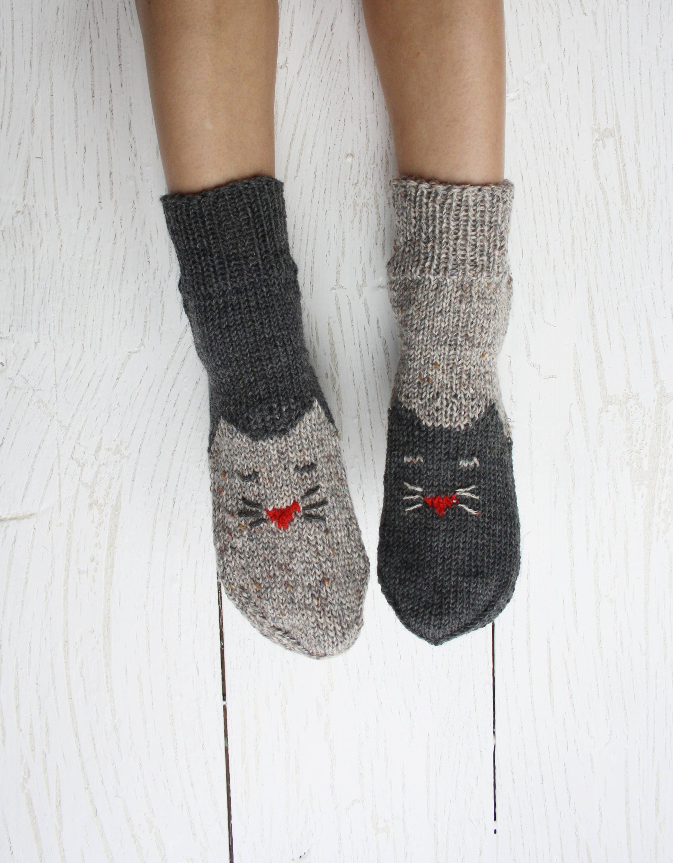 Knit Socks Cat Socks Animal Socks Knitted Cat Socks Knit Leg