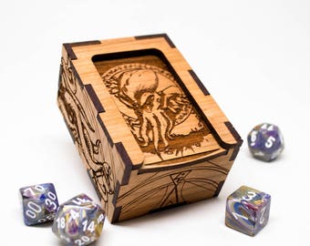 D&D Gaming Dice Box - Cthulhu H. P. Lovecraft - Dungeons and Dragons Dice Box - Personalized Rpg Dice Box - Mtg Tcg or Tabletop Gaming