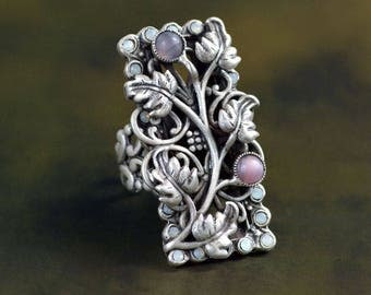 Secret Garden Ring, Garden Ring, Leaf Ring, Secret Garden, Silver Leaf Ring, Vintage Ring, Nature Ring, Yoga Ring, Vine Ring, Long Ring R544