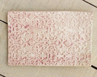 Ceramic dish, platter ring, plate for jewelry, pink ceramic SOAP dish, made by hand, ceramics and pottery, bathroom accessories