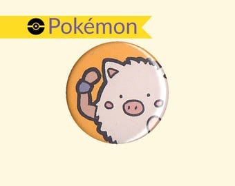 Primeape Badge - kawaii Pokemon, Primeape button, Primeape pin, Pokemon badge, Pokemon button, chibi Primeape, kawaii Primeape