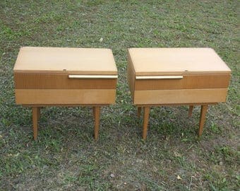 Pair Of Mid-Century Modern Nightstands, Pair Nightstands, retro furniture, vintage furniture, GERMANY Nightstands, cool home decor