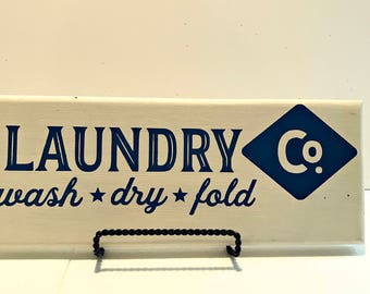 Laundry room sign, laundry sign, laundry room decor, utility room sign, wash dry fold, gift for mom, black and white
