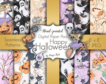 Autumn Digital Paper, Halloween Digital Paper, Halloween Paper Pack, Witch Papers, Pumpkins Paper, Halloween autumn papers, Fall Paper Pack