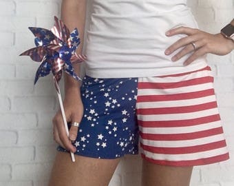Labor Day Outfit - Labor Day Party - American Flag Clothing - Patriotic Clothing For Women -Patriotic Leggings -Stars & Stripes -Flag Shorts
