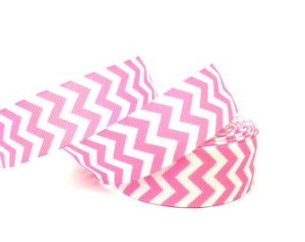 Pink Chevron Ribbon, Pink Ribbon, Chevron Print Ribbon, Chevron Grosgrain, Pink Grosgrain, Pink Zig Zag Ribbon, Pink White Chevron