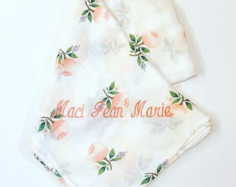Monogrammed 100% Baby Organic Cotton Muslin Swaddles-Baby Gift-Personalized-Monogram Gift-Swaddles-Monogrammed Baby Gift-Swaddle Blanket
