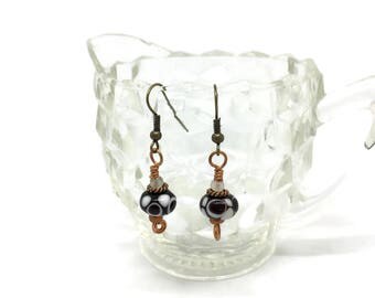 Black and White Lampwork earrings