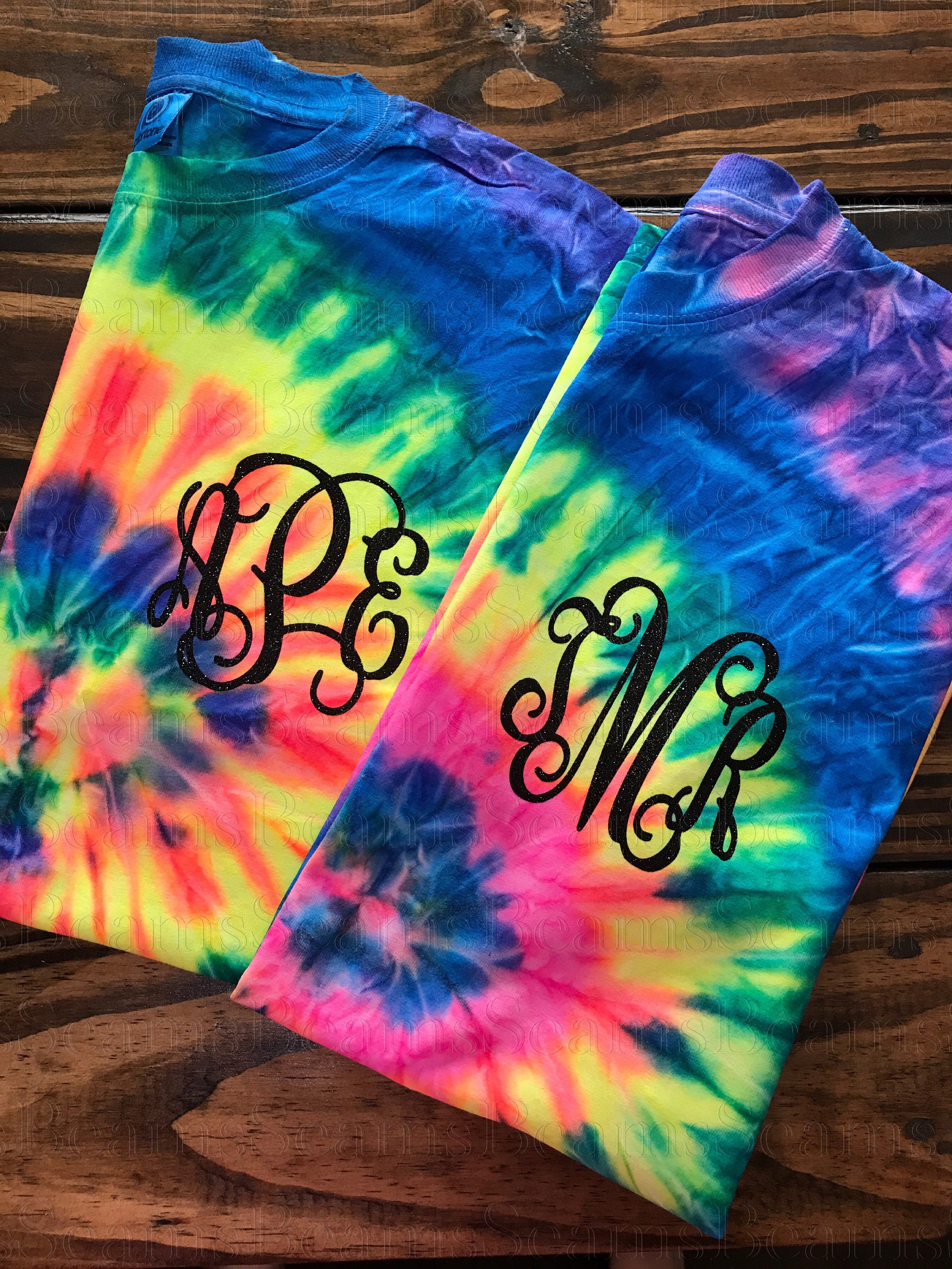 tie dye shirts with monogram