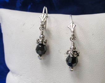 Sterling Silver Dangle Earrings with Blue Slate Colored Stone