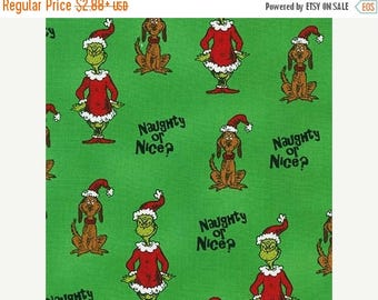 SALE How the Grinch Stole Christmas 6 Holiday Fabric / Dr Seuss Christmas Fabric ADE- 15784-7 GREEN / 1 Yard Cut, 1/2 Yard Cuts, Fat Quarte