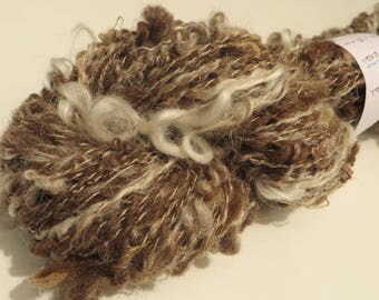 Brown and white hand spun fantaisy wool