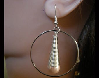 Spiral ring with PALE Pink Pearl Earrings