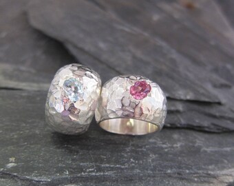 Pink tourmaline silver ring designed by Stephane de Blaye, reclaimed silver