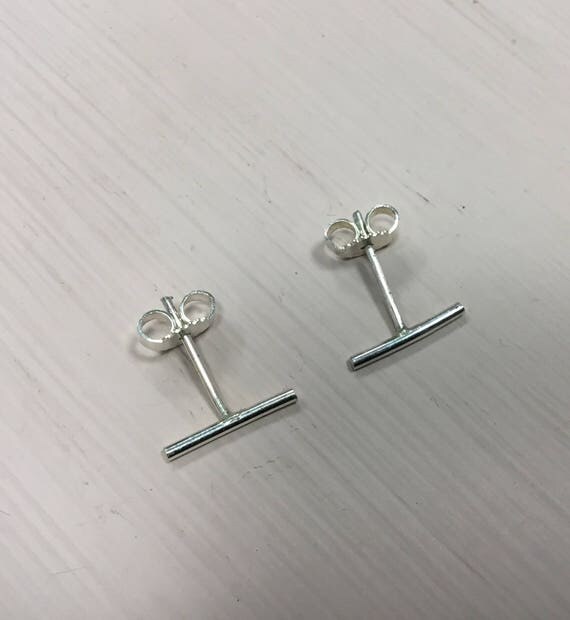 Bar earrings in Silber.Line studs.Post silver studs.Everyday
