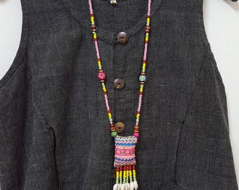 Hmong Embroidered necklace, Ethnic necklace, Hmong textile jewelry