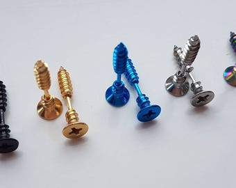 Shock! Stainless steel screw earrings. Different colours