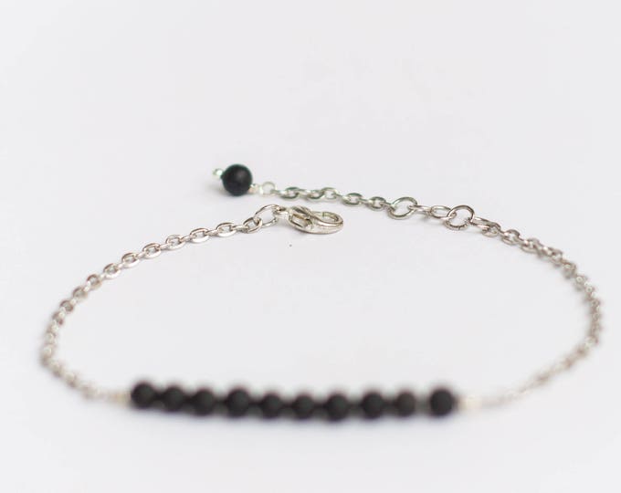 Shungite bracelet, Black bracelet for women, Shungite jewelry, Black stone bracelet, Beauty gift for women, Black bead bracelet for women