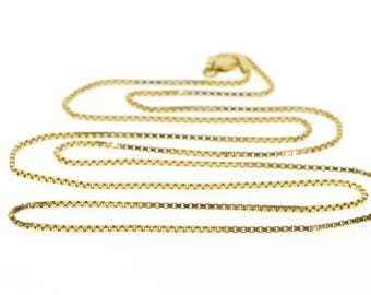 14k 1.2mm Box Link Chain Necklace Gold 25"