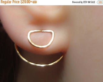 SALE - Ear Jacket, Ear Jackets, Ear Cuff Jacket, Ear Pins, Ear Jacket Earring, Floating Earrings, Gold Earrings,Ear Jacket Gold,Front Back E